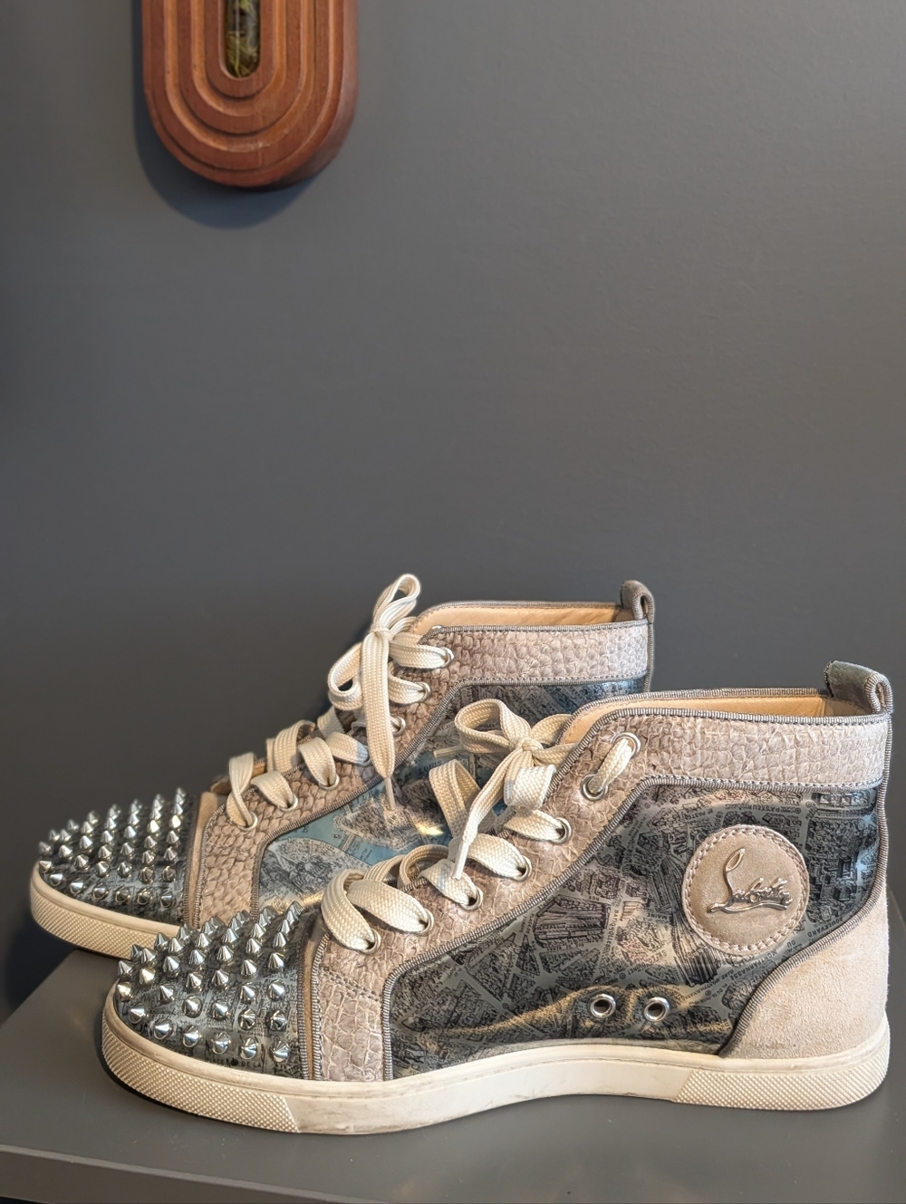 Christian Louboutin Spikes Plan De Paris Studded High-Top Sneakers COA Included